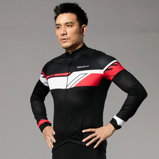 Spakct Xiaoxiong long-sleeved cycling suit suit men's spring and autumn bicycle mountain bike equipment S17C16/S17T16 Xiaoxiong black and red suit 2XL size
