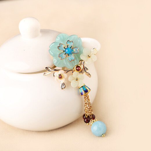 Yanyu Jiangnan original design new style super fairy temperament coat brooch retro cardigan button scarf pin corsage ethnic style shawl button versatile fashionable women picture style