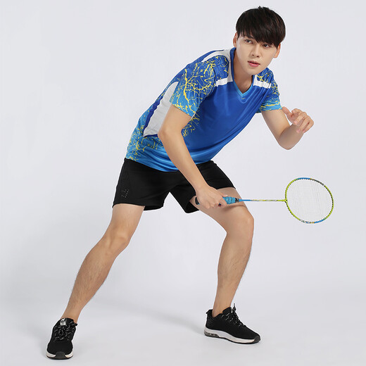 Neue Badminton-Uniform-Sportanzüge für Männer und Frauen Paare Anzüge Schnelltrocknen-Team Badminton-Uniformen, die Anzüge mit schweißabsorbierendem Sommer kurzärmelig Tisch Tennisuniformen Tennisuniformen kundenspezifische gedruckte Logo A3887 Blue Herren Anzug m