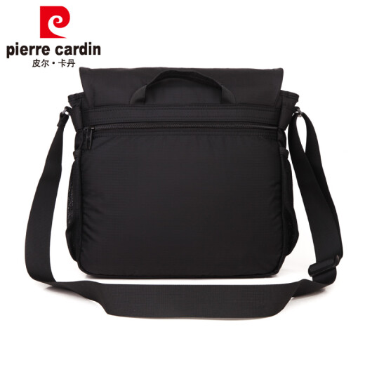 Pierre Cardin Men's Bag Crossbody Shoulder Bag Men's Fashion Casual Sports Bag Waterproof and Wear-Resistant Nylon Cloth Bag New Year's Valentine's Day Gift Black
