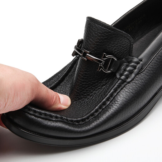 Goldlion men's shoes spring and autumn new business casual leather shoes sheepskin slip-on slip-on shoes comfortable men's soft sole all-season leather shoes sheepskin black 39 (245mm) size 39