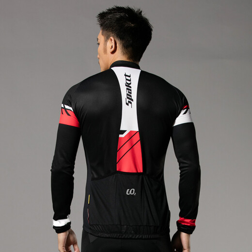 Spakct Xiaoxiong long-sleeved cycling suit suit men's spring and autumn bicycle mountain bike equipment S17C16/S17T16 Xiaoxiong black and red suit 2XL size