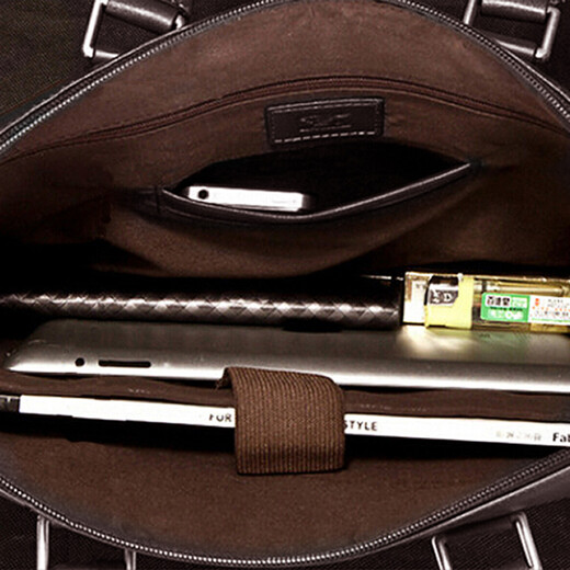 Septwolves Genuine Leather Business Handbag Crossbody Men's Bag Shoulder Bag Men's Cowhide Briefcase Leather Bag for Father's Day Gift Main Picture Litchi Pattern Genuine Leather Dark Brown Genuine Leather