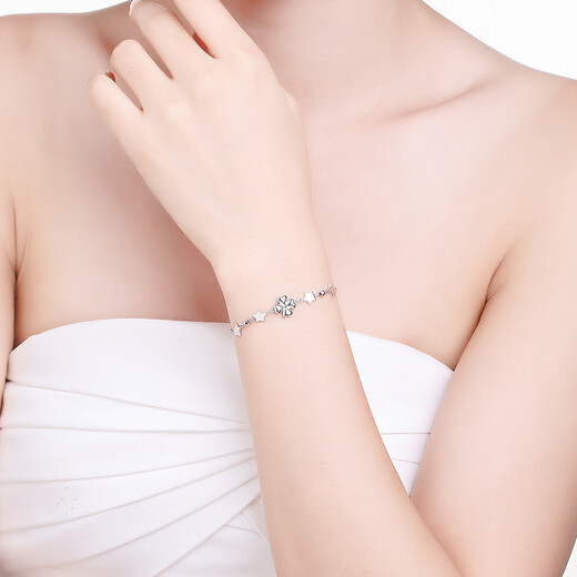 Saturday Fortune (ZLF) PT950 platinum bracelet women's four-leaf clover lucky star bracelet 16cm + tail chain 2cm -4.33g