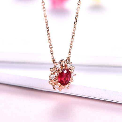 Millais Jewelry 0.34 carat pigeon blood ruby pendant 18K gold inlaid necklace colored gemstones customized birthday gift circle number can be customized