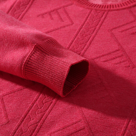 Silk Bird TINSINO thermal underwear for men and women, round neck, thickened warm soft velvet imitation sweater thermal suit, hemp red L (165/95)