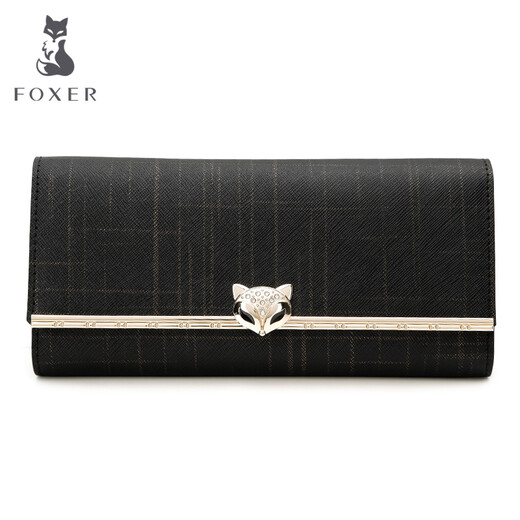 Golden Fox Wallet Women's Long Wallet Spring and Summer New Snap Women's Wallet Large Capacity Clutch Long Ticket Clip Black