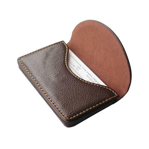 悦利（richblue）名片夹商务皮革名片盒办公用品卡片名片收纳包磁吸款文具礼品定制LOGO工艺 半月荔纹咖1197