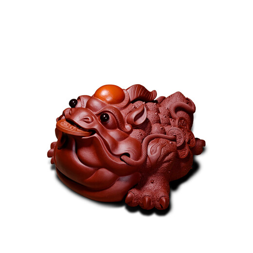 Hongzhong Yixing Purple Clay Tea Pet Three-Legged Golden Toad Boutique Can Keep Tea Tray Ornament Tea Play Office Decor Good Luck Head Lucky Head Golden Toad 24k gold-painted model - large size