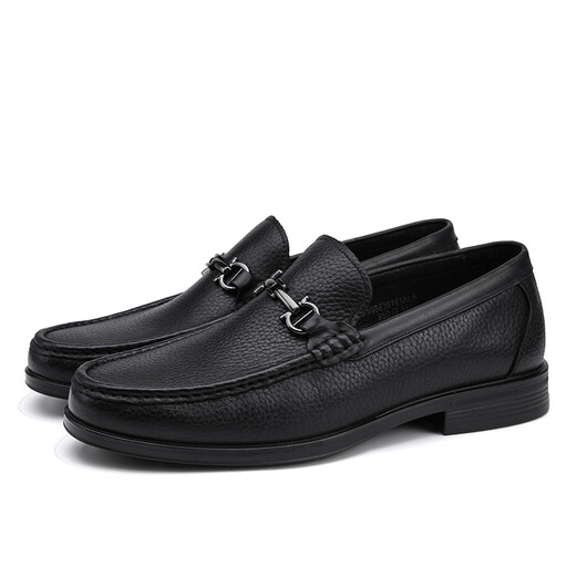 Goldlion men's shoes spring and autumn new business casual leather shoes sheepskin slip-on slip-on shoes comfortable men's soft sole all-season leather shoes sheepskin black 39 (245mm) size 39