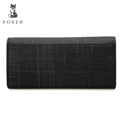 Golden Fox Wallet Women's Long Wallet Spring and Summer New Snap Women's Wallet Large Capacity Clutch Long Ticket Clip Black