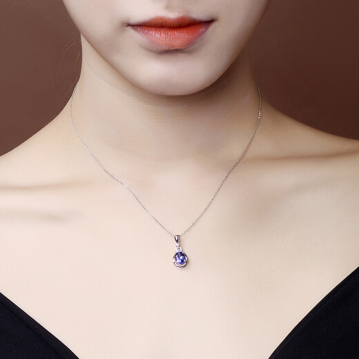 Millai Jewelry 1.5 carat tanzanite pendant women's 18K gold diamond necklace women's wife wedding proposal gift without chain chain can be customized additionally