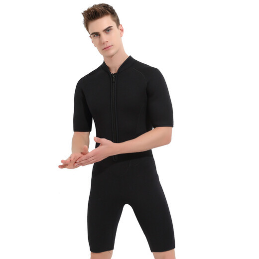 Sharbart diving suit 3mm men's one-piece long-sleeved snorkeling suit thickened and warm winter swimsuit surfing suit black M