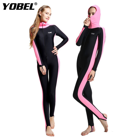Men's and women's wetsuit one-piece long-sleeved full-body winter swimsuit snorkeling suit jellyfish suit sun protection suit aqua blue padless XL