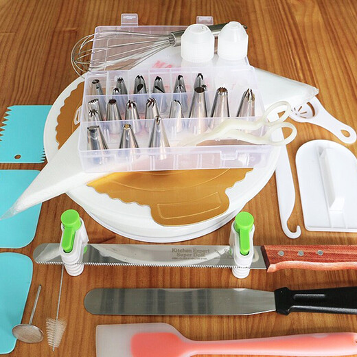 Cake turntable decorating table baking tool set aluminum alloy tray rotating wiper household commercial decorating turntable 11 inches