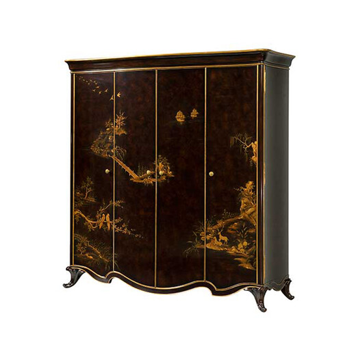 Jinqili English silver foil hand-painted two-door wardrobe Alexander Beijing villa mansion bedroom wardrobe cabinet silver foil painted style