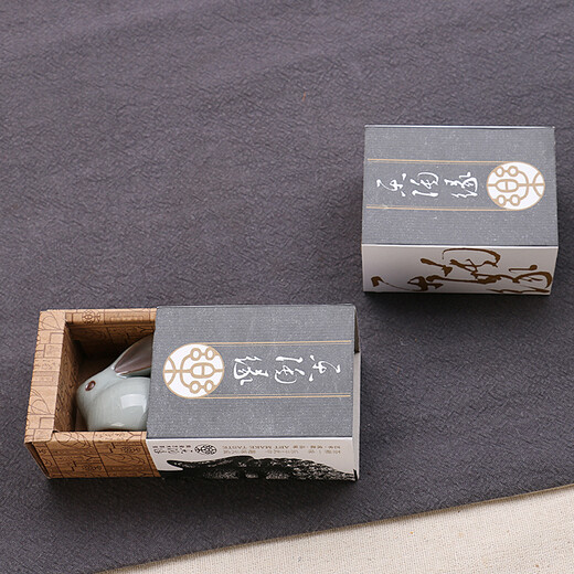 Tao Yunshang Ge Kiln Jade Rabbit Split Tea Pet Ru Kiln Fine Tea Pet Ornaments Creative Kung Fu Tea Set Tea Ceremony Tea Tray Accessories Little Lucky Rabbit - Ge Kiln