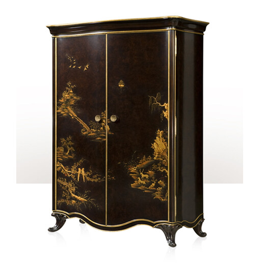 Jinqili English silver foil hand-painted two-door wardrobe Alexander Beijing villa mansion bedroom wardrobe cabinet silver foil painted style