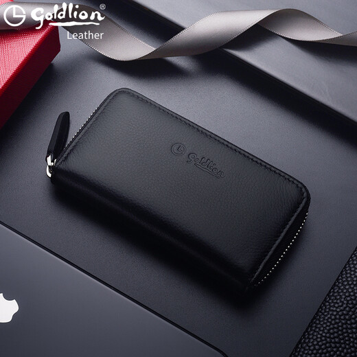 Goldlion Key Bag Men's Key Storage Bag Genuine Leather Key Cover 2025 New Car Key Bag First Layer Cowhide Light Luxury Black Official Authorization Penalty 10 for fakes