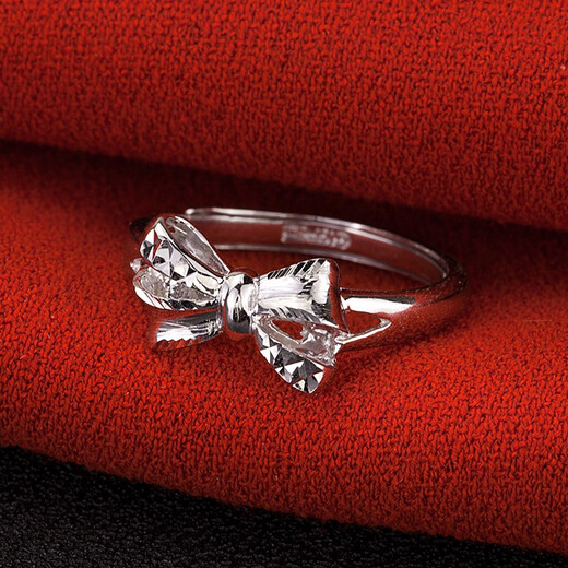 Yuanshengfu new fashion platinum PT950 ring women's versatile bow platinum ring adjustable 3.69 g