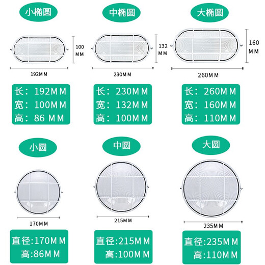 Junhong LED explosion-proof lamp waterproof lamp moisture-proof lamp all-aluminum three-proof lamp bathroom balcony warehouse factory lampshade outdoor lamp wall lamp ceiling lamp all-aluminum medium round without light source