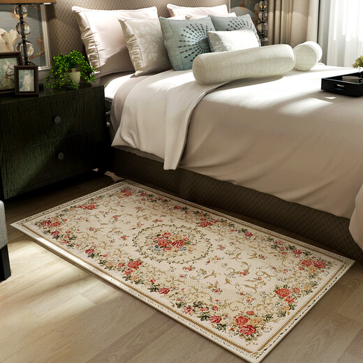 Zhonghong European pastoral chenille jacquard door mat entry entrance floor mat washable and machine washable wear-resistant blended woven computer chair mat foot mat non-slip floor mat entrance door 837 beige 40*60CM