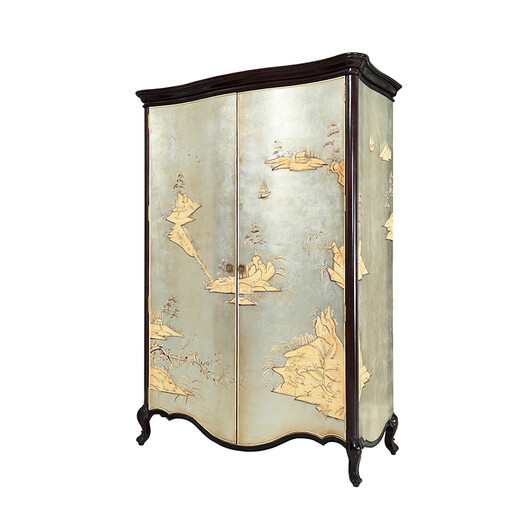 Jinqili English silver foil hand-painted two-door wardrobe Alexander Beijing villa mansion bedroom wardrobe cabinet silver foil painted style