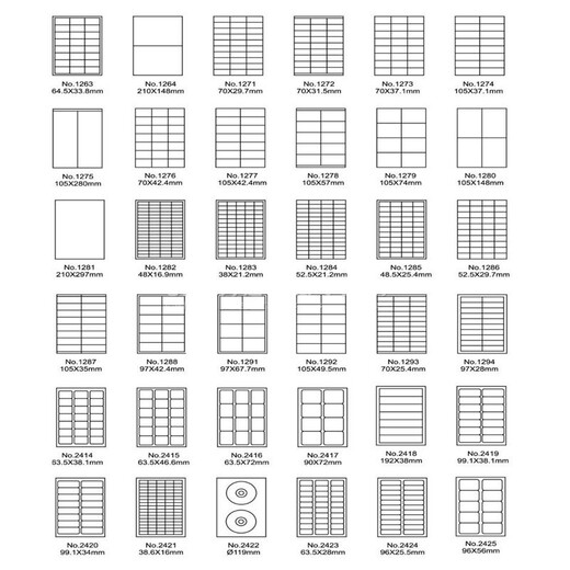 TiAnshun A4 Etiqueta autoadhesiva Papel de impresión Autoadhesivo Etiqueta de etiqueta A4 Corte de etiqueta autoadhesiva Papel de impresión 100 piezas 38*21.2 mm 65 Grid 1283