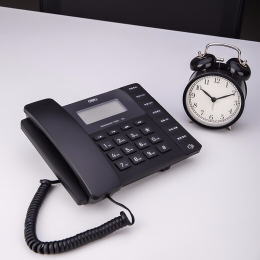 Deli (deli) battery-free landline telephone multi-functional business office hotel home wired telephone incoming and outgoing call inquiries can receive extensions [Fashion Model] 13567 Business Black