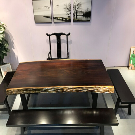 Guge Black Gold Sandalwood Black Sandalwood Large Board Solid Wood Large Board Tea Table Log Simple Coffee Table Coffee Table Office Conference Table 160-80 Single Table Comes with Bracket