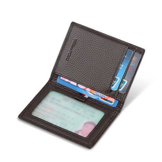 
Emperor Paul POLO ultra-thin mini card bag men's genuine leather vertical men's wallet driver's license bank card holder card clip coffee lychee pattern