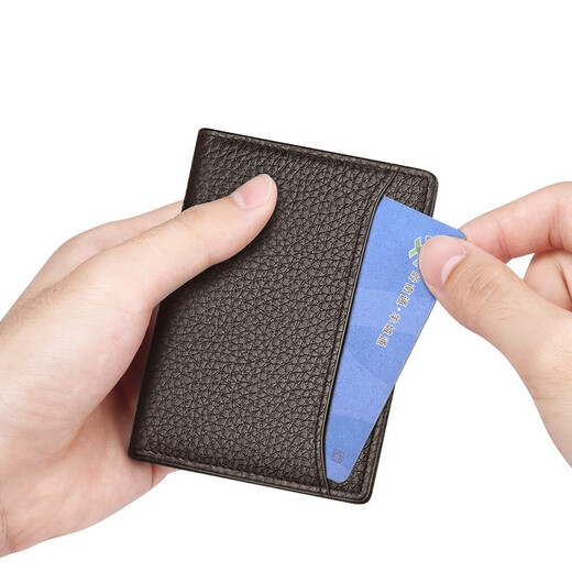 
Emperor Paul POLO ultra-thin mini card bag men's genuine leather vertical men's wallet driver's license bank card holder card clip coffee lychee pattern