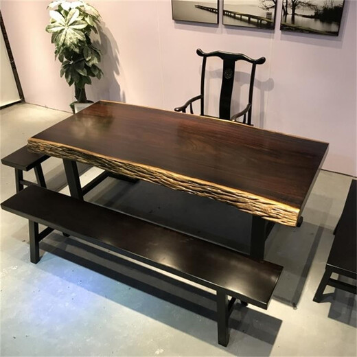 Guge Black Gold Sandalwood Black Sandalwood Large Board Solid Wood Large Board Tea Table Log Simple Coffee Table Coffee Table Office Conference Table 160-80 Single Table Comes with Bracket
