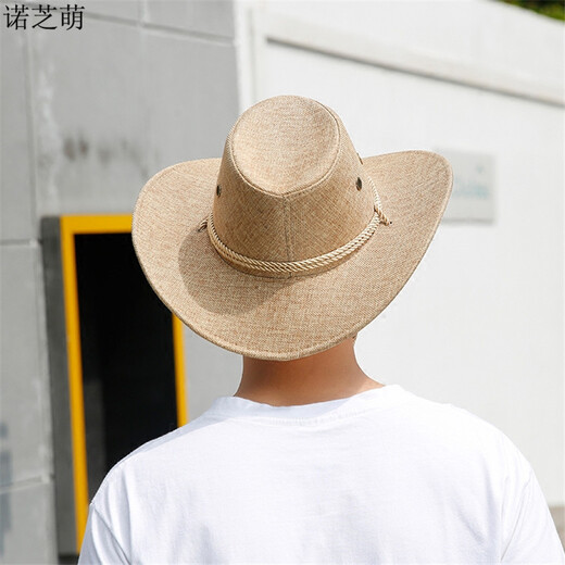 诺芝萌 西部牛仔帽子男女士遮阳帽沙滩帽大檐帽遮阳草帽大沿太阳帽NC677 黑色 均码