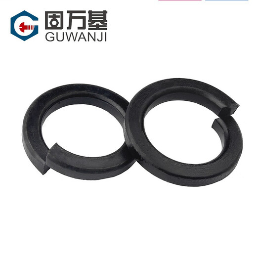 Guwanji 8.8 grade iron black thickened open elastic washer widened spring washer flat washer elastic washer flat washer national standard M8 200 pieces 8.8 grade black