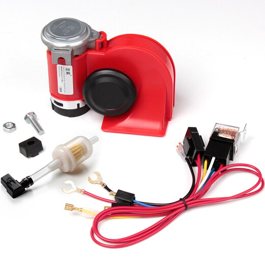 Fabin snail air horn car whistle horn car large truck universal 12V24V electric horn super loud horn Fabin snail air horn red + wiring harness 12V