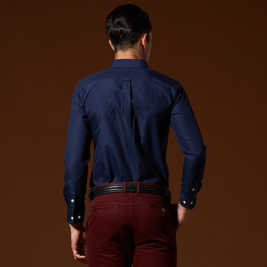 Shige Eslite Shirt Men's Korean Style Slim Fashionable Shirt Comfortable Casual Long Sleeve Shirt 16048SG6251 Dark Blue M