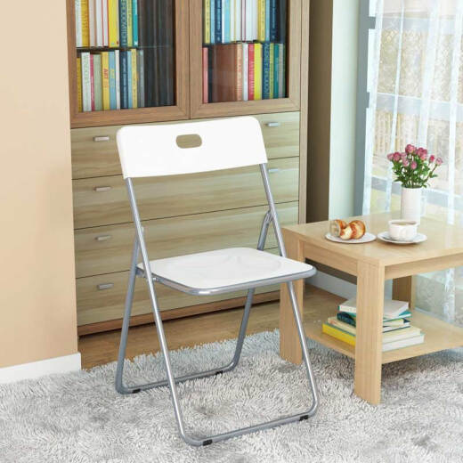 Shuaili folding chair plastic portable leisure backrest dining chair office exhibition conference chair stool white SL1612Y7