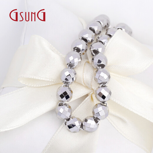 GSUNG PT950 Platinum Bracelet Shiny Platinum Laser Beads Chain for Men and Women PSL004 Need to be customized Multi-cut mirror football platinum chain Priced by the gram
