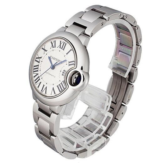 Cartier Blue Balloon Series Mechanical Watch Women's White Plate Steel Strap 33mmWSBB0044 Gift