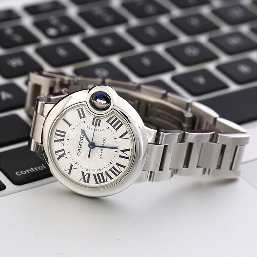 Cartier Blue Balloon Series Mechanical Watch Women's White Plate Steel Strap 33mmWSBB0044 Gift