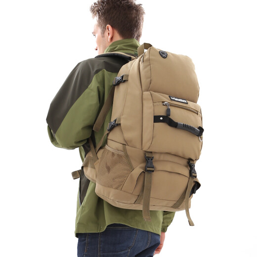 Likailang backpack 065 outdoor large capacity mountaineering bag men and women casual travel backpack 45L khaki