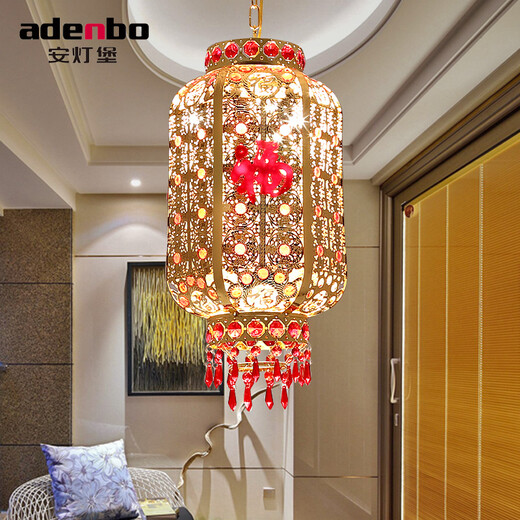 An Dengbao lamp modern Chinese chandeliers lamp balcony lamp aisle lamp entrance light red living room lantern rotating lamp 218 diameter 30cm+LED lamp warm light