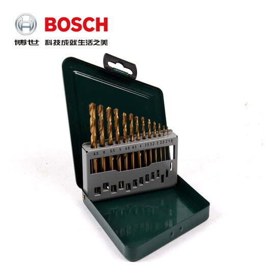Bosch (BOSCH) drill bits 13 pieces titanium-plated electric drill drilling bits Bosch electric drill bits metal twist drill bits hole opening straight handle Bosch 13 pieces titanium-plated drill bits set