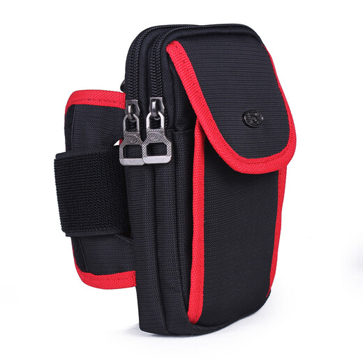 Sports waist bag, running mobile phone arm bag, arm strap wrist bag, multi-functional belt waist bag, men's and women's shoulder bag, sapphire blue edge with black, 6 inches