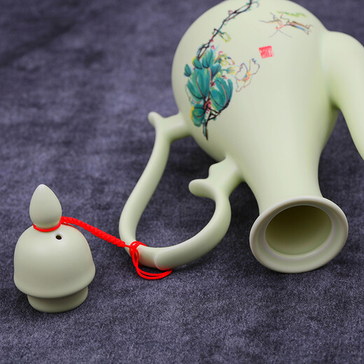 Shengtianxia Jingdezhen ceramic wine set, wine divider, antique tall wine glass, household flask, white wine cup set, Chinese wine bottle, wine cup tray, Cuiyumantang-wine set-1 pot, 10 cups, 1 tray