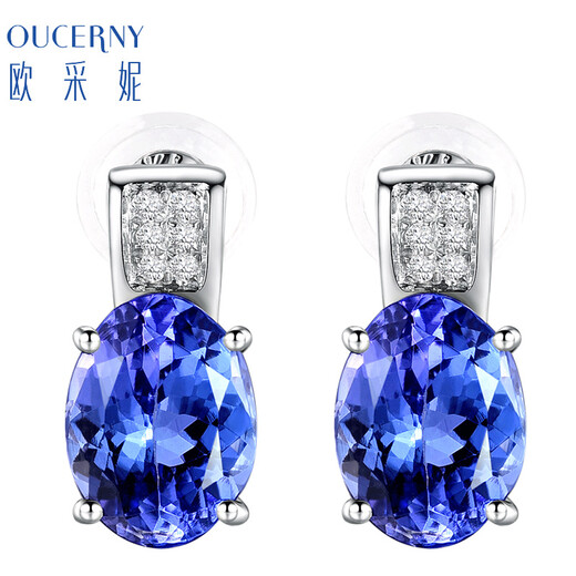 OUCERNY Tanzanite earrings 18K inlaid with natural colored gemstone cabochon earrings 2.45 carats Customized in 7-15 days