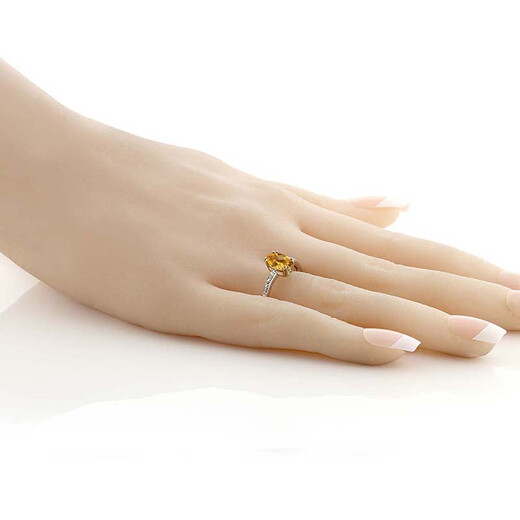 GEM STONE KINGGSK 3 carat citrine ring for women, 10K surrounded by diamonds, American jewelry colored treasures, birthday gift for girlfriend, US size 6