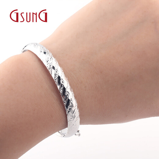 GSUNG Platinum PT950 Bracelet for Men and Women with Carved Faceted Platinum Bracelet, Attractive and Versatile Bracelet. Need to be customized. Please contact customer service to confirm the gold weight price and delivery time.