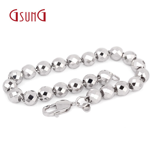 GSUNG PT950 Platinum Bracelet Shiny Platinum Laser Beads Chain for Men and Women PSL004 Need to be customized Multi-cut mirror football platinum chain Priced by the gram